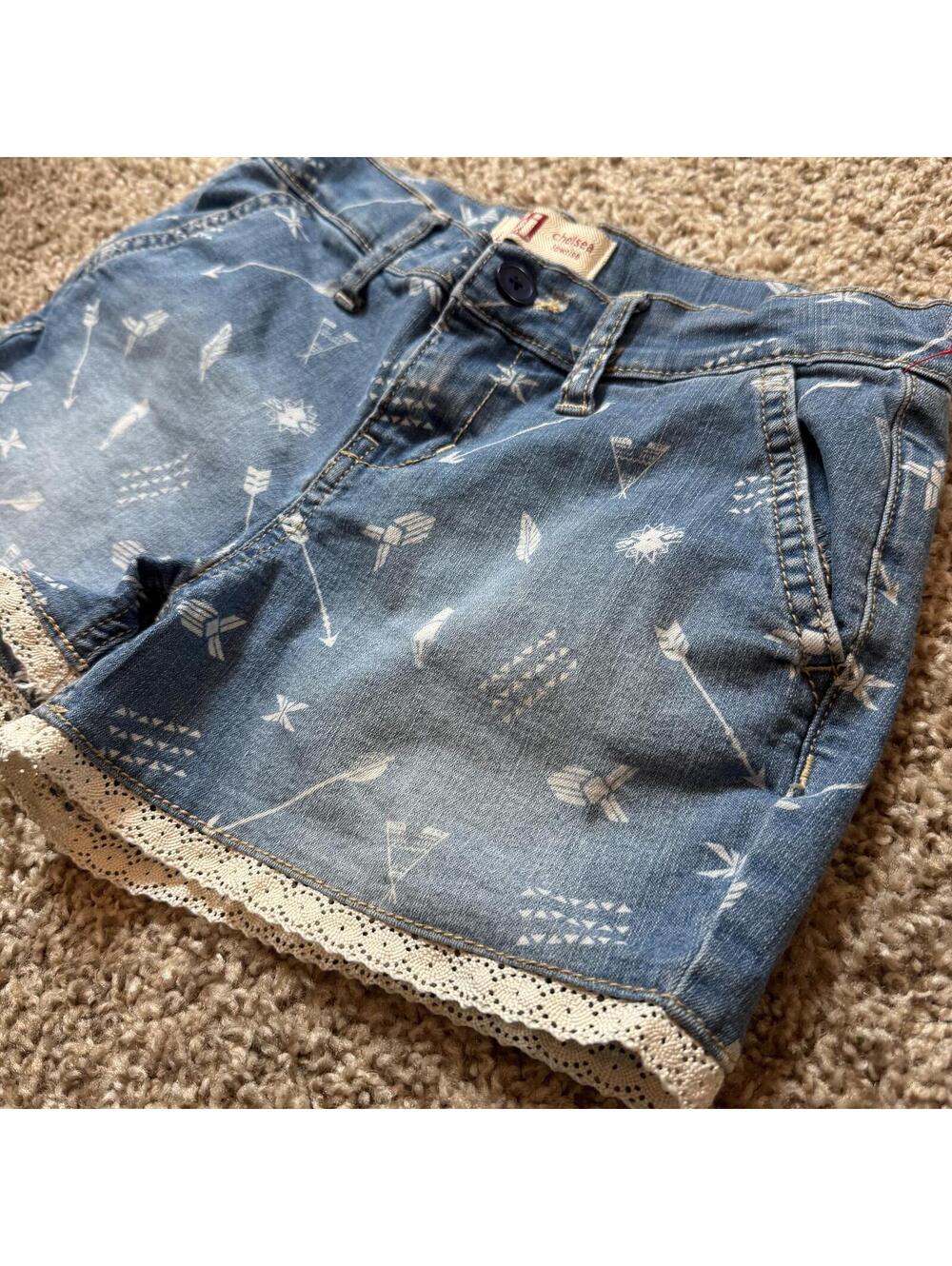 Girls Lei Chelsea Low Rise Denim Shorts Size 10